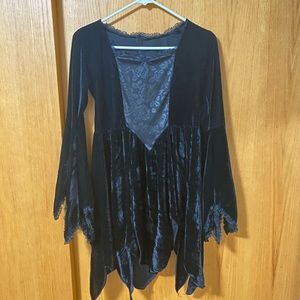 Goth style black velvet lace top